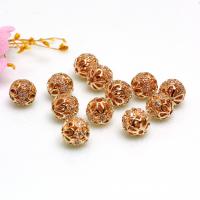 Cubic Zirconia grânulos de latão Micro Pave, cobre, banhado, DIY & micro pavimento em zircônia cúbica, rosa dourado, 8mm, vendido por PC