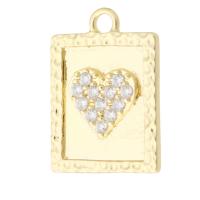 Rhinestone Brass Vedhæng, Messing, Square, guldfarve belagt, Unisex & med rhinestone, gylden, nikkel, bly & cadmium fri, 14x19x2mm, Hole:Ca. 2mm, Solgt af PC