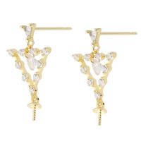 Messing Earring Drop Component, Driehoek, gold plated, DIY & met strass & hol, gouden, nikkel, lood en cadmium vrij, 14x23mm,1mm, Verkocht door PC