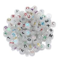 Alphabet Acryl Kralen, Ronde, hete stempeling, DIY & luminated, gemengde kleuren, 6x10mm, 100pC's/Bag, Verkocht door Bag