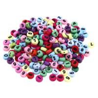 Número Acrílico Bead, acrilico, Roda plana, DIY & esmalte, cores misturadas, 4x7mm, 100PCs/Bag, vendido por Bag