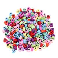 Abalorios Acrílicos de Letras, Acrílico, Corazón, Bricolaje & esmalte, color mixto, 7x7mm, 100PCs/Bolsa, Vendido por Bolsa