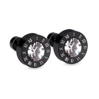 Pendientes de Acero Inoxidable, acero inoxidable 304, Joyería & para mujer & con diamantes de imitación, Negro, 4mm,9mm, Vendido por Par