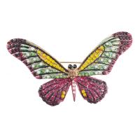 Broche de strass, alliage de zinc, papillon, Placage, pour femme & avec strass, plus de couleurs à choisir, protéger l'environnement, sans nickel, plomb et cadmium, 77x42mm, 10PC/lot, Vendu par lot