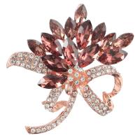 Rhinestone Brooch Zinc Alloy with Glass Rhinestone Flower plated for woman & with rhinestone nickel lead & cadmium free Sold By Lot