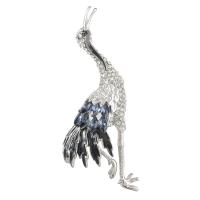 Strass Broche, Zinc Alloy, Kraan, platinum plated, voor vrouw & glazuur & met strass, nikkel, lood en cadmium vrij, 30x67mm, 10pC's/Lot, Verkocht door Lot