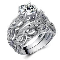 Cubic Zirconia Micro Pave Brass Ring Heart platinum plated & micro pave cubic zirconia & for woman & hollow nickel lead & cadmium free 9mm US Ring Sold By PC