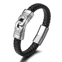 Cuero de vaca Pulsera, con acero inoxidable 304, Joyería & para hombre, más colores para la opción, longitud aproximado 8.46 Inch, Vendido por UD