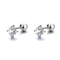 Sterling Silver Jewelry orecchino, 925 sterline d'argento, placcato, per la donna & con strass, nessuno, 5.80mm, Venduto da coppia