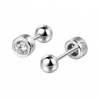 925 Sterling Silver Stud Earrings plated for woman & with rhinestone Sold By Pair