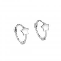 925 Sterling Silver Huggie Hoop Earring, Star, plátáilte, do bhean, dathanna níos mó le haghaidh rogha, 10mm, Poll:Thart 6mm, Díolta De réir Péire