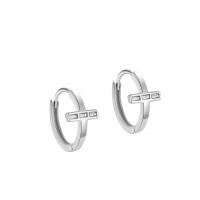 925 sterling silver Huggie Hoop Earring, plated, för kvinna & med strass, fler färger för val, 14mm, Säljs av Par