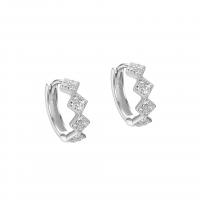 925 Sterling Silver Huggie Hoop Earring, plátáilte, do bhean & le rhinestone, dathanna níos mó le haghaidh rogha, 12.50mm, Díolta De réir Péire