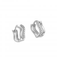 925 Sterling Silver Huggie Hoop Earring, plátáilte, do bhean & le rhinestone & log, dathanna níos mó le haghaidh rogha, 4.80x11.50mm, Díolta De réir Péire