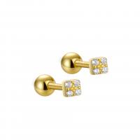 925 Sterling Silver Stud Earrings plated for woman & with rhinestone Sold By Pair