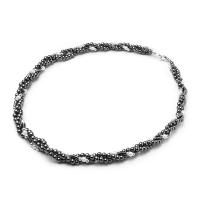 Hematite Muince, le Cloch Nádúrtha & Sinc Alloy, cóimhiotal since clasp gliomach, snasta, do bhean, dathanna níos mó le haghaidh rogha, 4mm, Fad 46 cm, Díolta De réir PC