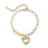 Bracciale gioielli in acciaio inossidabile, 304 acciaio inox, Acciaio inox 304 laccetto, Cuore, placcato, per la donna, nessuno, 16mm, Lunghezza 23 cm, Venduto da PC