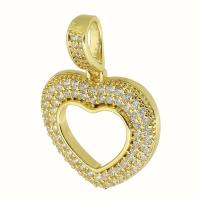 Cubic Zirconia Micro Pave 925 Sterling Silver Pendant Brass Heart gold color plated fashion jewelry & DIY & micro pave cubic zirconia golden Approx 4mm Sold By Lot