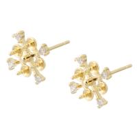 Brass Earring Stud Component gold color plated DIY & with rhinestone golden nickel lead & cadmium free 1mm Sold By PC