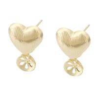 Affissi per orecchino in ottone , Cuore, placcato color oro, per la donna, dorato, assenza di nichel,piombo&cadmio, 11x19mm,1mm, Venduto da PC