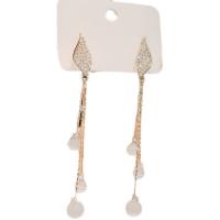 alliage de zinc Boucle d'oreille goutte, avec Oeil de chat, Rond, Placage de couleur d'or, bijoux de mode & pour femme & avec strass, protéger l'environnement, sans nickel, plomb et cadmium, 30-60mm, Vendu par paire