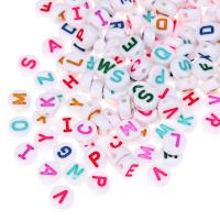 Alphabet Acrylic Beads Flat Round DIY & enamel Sold By Bag