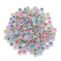 Opaque Acrylic Beads Flat Round DIY & luminated & enamel mixed colors Sold By Bag