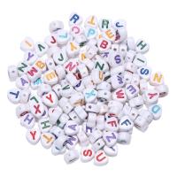 Alphabet Acrylic Beads Heart DIY & enamel mixed colors Sold By Bag