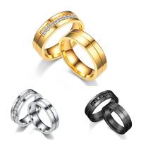 Anillos para Parejas, acero inoxidable 304, Esférico, chapado, Joyería & diverso tamaño para la opción & micro arcilla de zirconia cúbica & para la pareja, más colores para la opción, 6mm, Vendido por UD