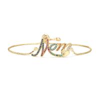 laiton bracelet, Placage de couleur d'or, pavé de micro zircon & pour femme, multicolore, 33mm, Vendu par PC