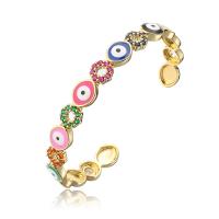 Evil Eye Jewelry Bracelet Brass gold color plated micro pave cubic zirconia & for woman & enamel 58mm Sold By PC