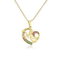 Cubic Zircon Micro Pave Brass Necklace gold color plated & micro pave cubic zirconia & for woman multi-colored Length Approx 17.7 Inch Sold By PC