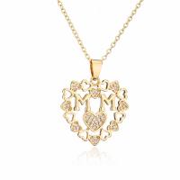 Cubic Zircon Micro Pave Brass Necklace gold color plated & micro pave cubic zirconia & for woman Length Approx 17.7 Inch Sold By PC