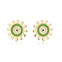 Male Orecchini Eye, ottone, placcato color oro, per la donna & smalto, nessuno, 10mm, Venduto da coppia