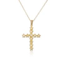 Cubic Zircon Micro Pave Brass Necklace Cross gold color plated micro pave cubic zirconia & for woman Length Approx 17.7 Inch Sold By PC