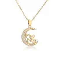 Cubic Zircon Micro Pave Brass Necklace gold color plated & micro pave cubic zirconia & for woman Length Approx 17.7 Inch Sold By PC