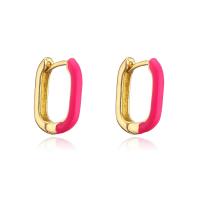 Orecchini cerchietti Hoop ottone, placcato color oro, per la donna & smalto, nessuno, 14x16mm, Venduto da coppia