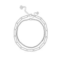 aleación de zinc Pulsera, con 1.96inch extender cadena, chapado en color de plata, 2 piezas & para mujer, libre de níquel, plomo & cadmio, longitud aproximado 6.3 Inch, Vendido por Set