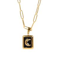 Collana in acciaio inossidabile, 304 acciaio inox, with 1.96inch extender chain, Luna, unisex & stili diversi per la scelta & smalto, oro, 14mm, Lunghezza Appross. 17.7 pollice, Venduto da PC