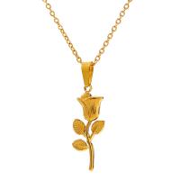 Collana in acciaio inossidabile, 304 acciaio inox, with 1.96inch extender chain, Rose, gioielli di moda & catena ovale & per la donna, oro, Lunghezza Appross. 15.7 pollice, Venduto da PC