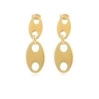 Pendientes de Aleación de Zinc, chapado en color dorado, para mujer, 14x42mm, Vendido por Par