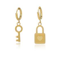 Orecchini asimmetrici, 304 acciaio inox, Lock and Key, placcato, per la donna, nessuno, 4.2*32mm,10*32mm, Venduto da coppia