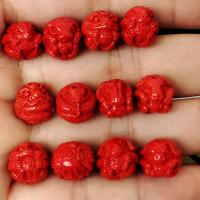 Perles cinabre, Zodiaque chinois, styles différents pour le choix, rouge vermeil, 12mm, Vendu par PC