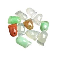 Burma Jade Anhänger, geschnitzt, zufällig gesendet & gemischt, Zufällige Farbe, 13-10*10-8*4.5-3mm, verkauft von PC