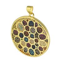 Cubic Zirconia Micro Pave Brass Pendant Round gold color plated fashion jewelry & DIY & micro pave cubic zirconia multi-colored Approx 3.5mm Sold By Lot