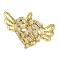 Colgante de Micro Pavé de Zirconía Cúbica en Plata de Ley, metal, Corazón, chapado en color dorado, Joyería & Bricolaje & micro arcilla de zirconia cúbica, dorado, 26x16x3mm, agujero:aproximado 4mm, 10PCs/Grupo, Vendido por Grupo