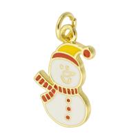 Brass Jewelry Pendants Snowman gold color plated Christmas Design & fashion jewelry & DIY & enamel multi-colored Approx 3mm Sold By Lot