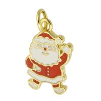 Brass Jewelry Pendants Santa Claus gold color plated Christmas Design & fashion jewelry & DIY & enamel two different colored Approx 3mm Sold By Lot