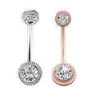 Stainless Steel Belly Ring 304 Stainless Steel with Cubic Zirconia & Brass Round Galvanic plating Unisex & faceted 50-80mm Sold By PC