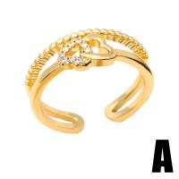 Kubieke Circonia Micro Pave Brass Ring, Messing, gold plated, verschillende stijlen voor de keuze & micro pave zirconia & voor vrouw, gouden, nikkel, lood en cadmium vrij, 8mm, Verkocht door PC